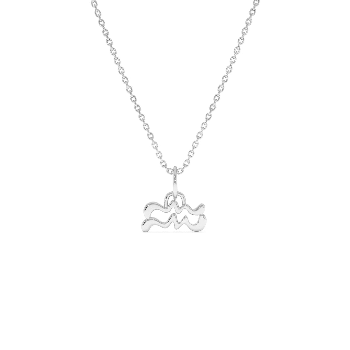 Aquarius Zodiac Charm Necklace in 14K Gold — view 2