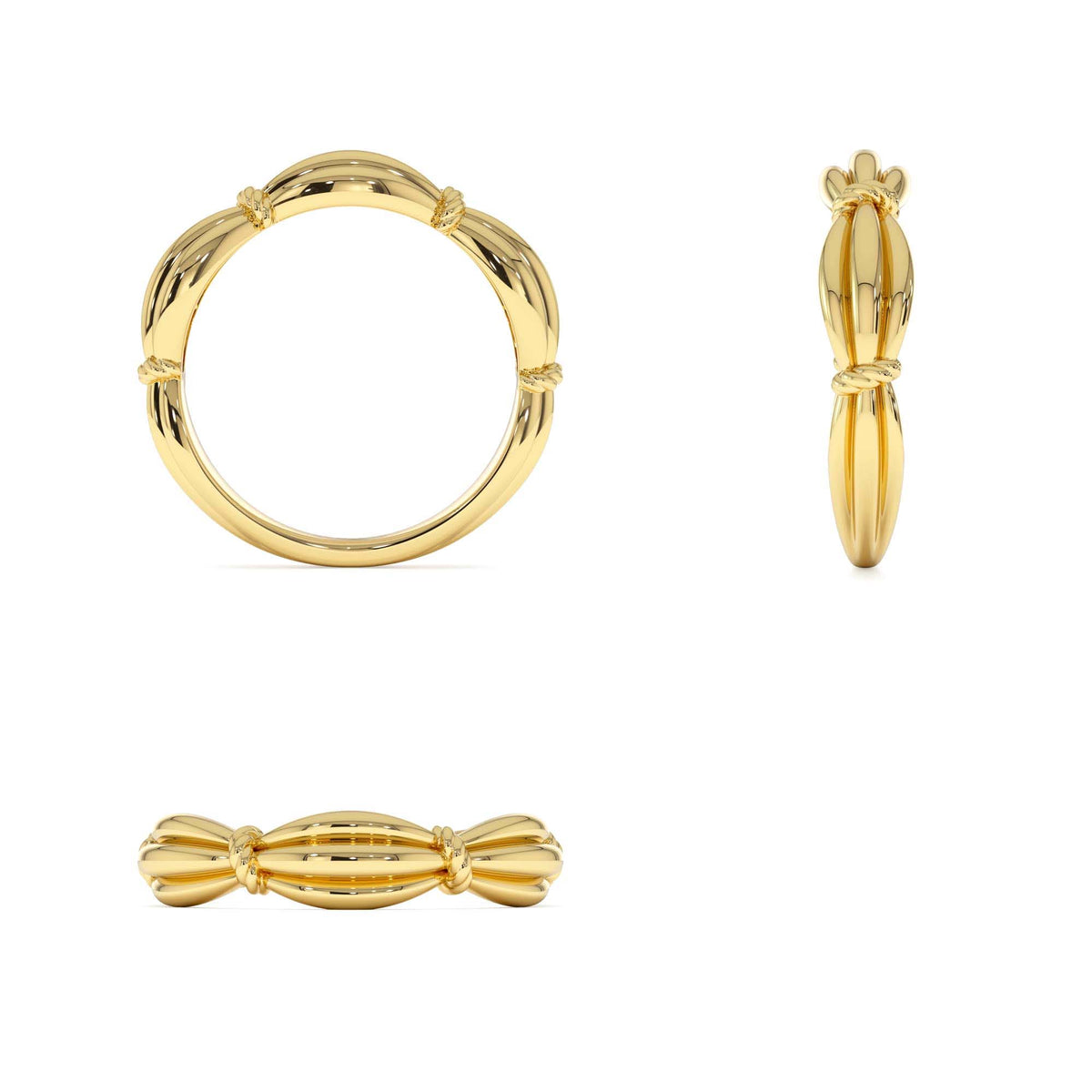 Textured Knot Ring in 14K Gold — view 3
