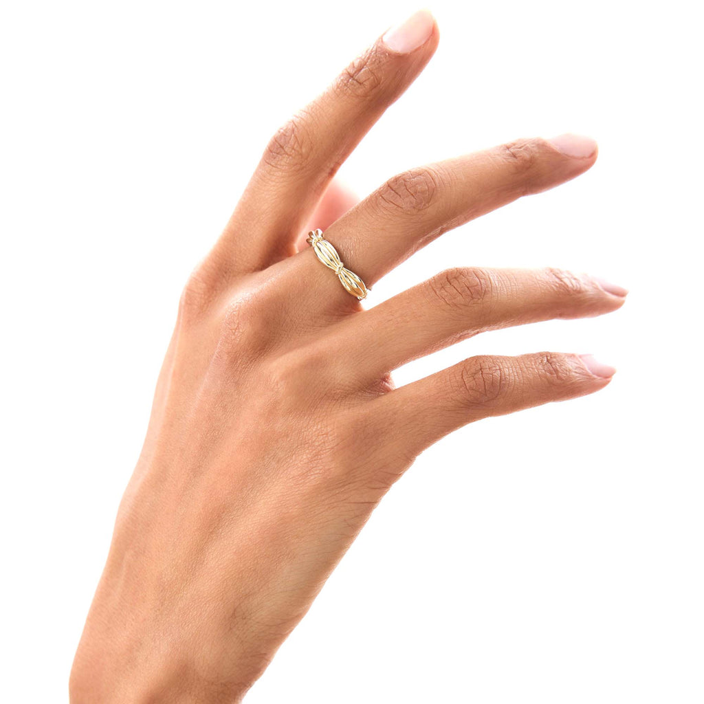 Textured Knot Ring in 14K Gold — view 6
