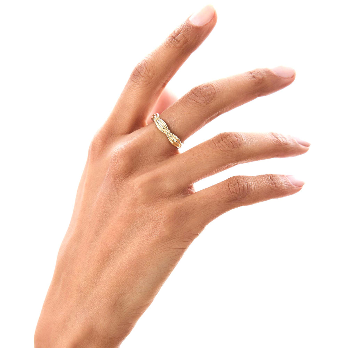 Textured Knot Ring in 14K Gold — view 6