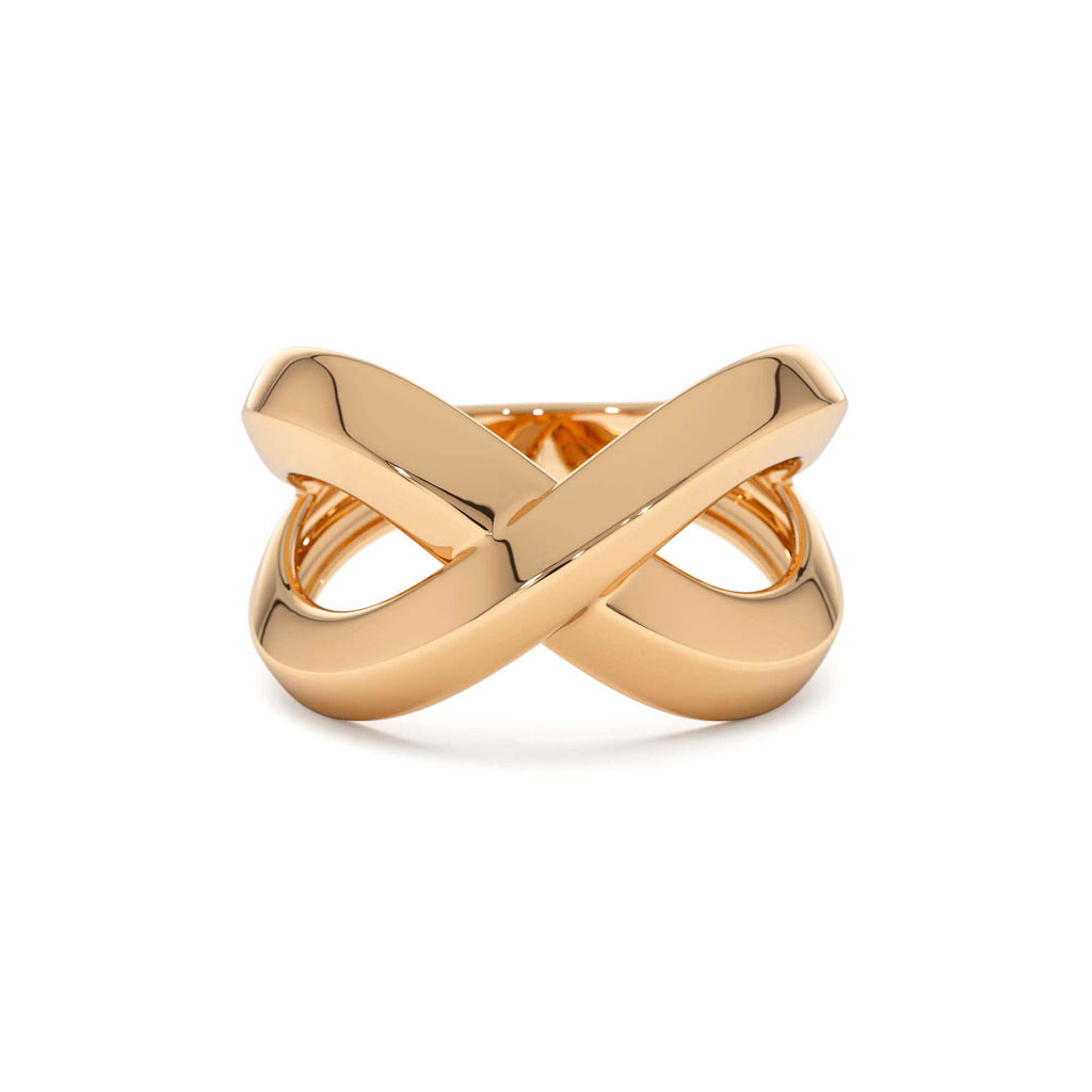 Chunky Gold Criss Cross Statement Ring in 14K Gold — view 5