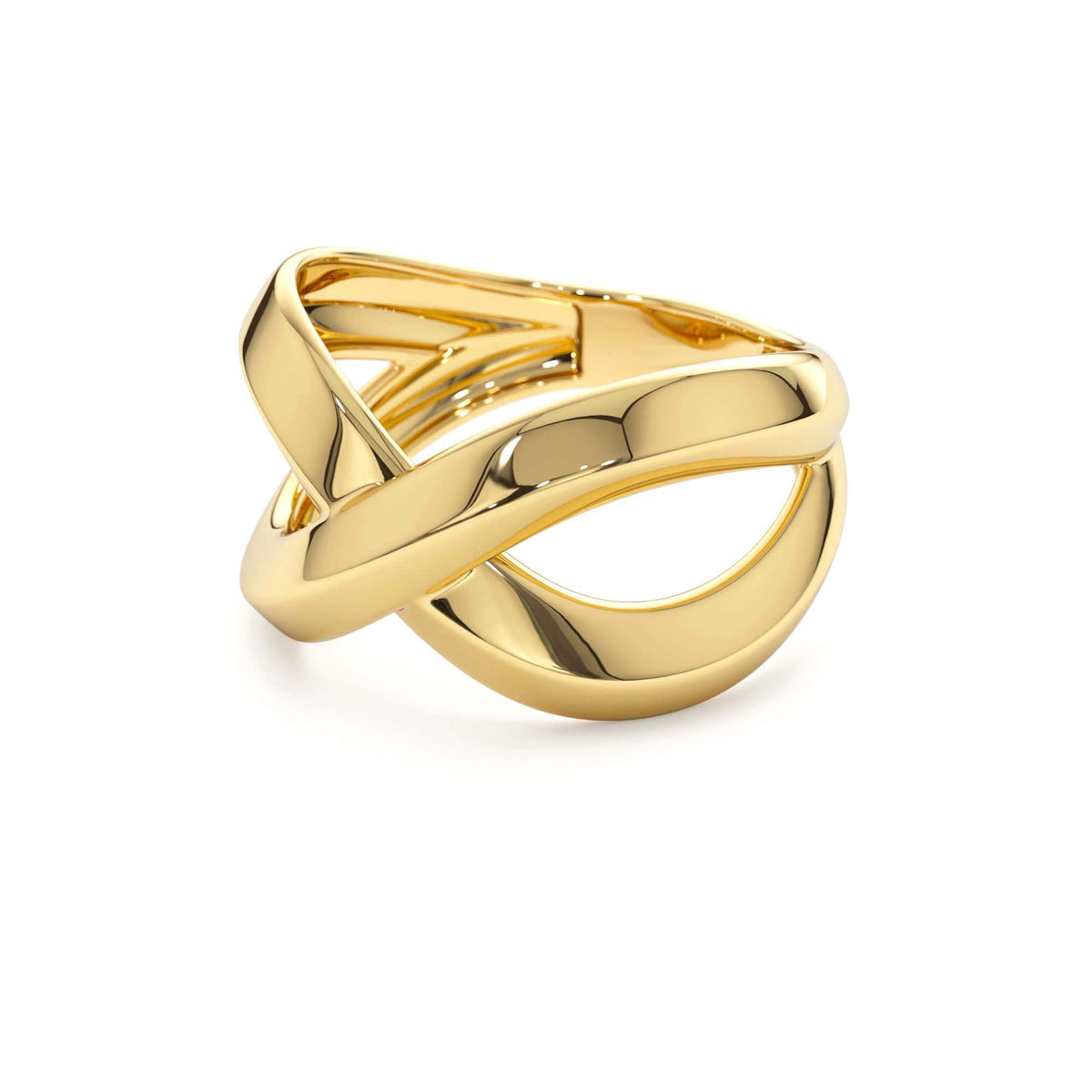 Chunky Gold Criss Cross Statement Ring in 14K Gold — view 2
