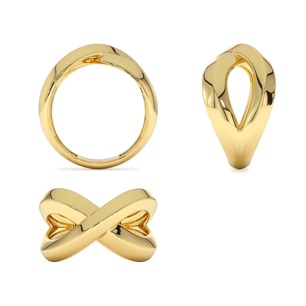 Chunky Gold Criss Cross Statement Ring in 14K Gold — view 3