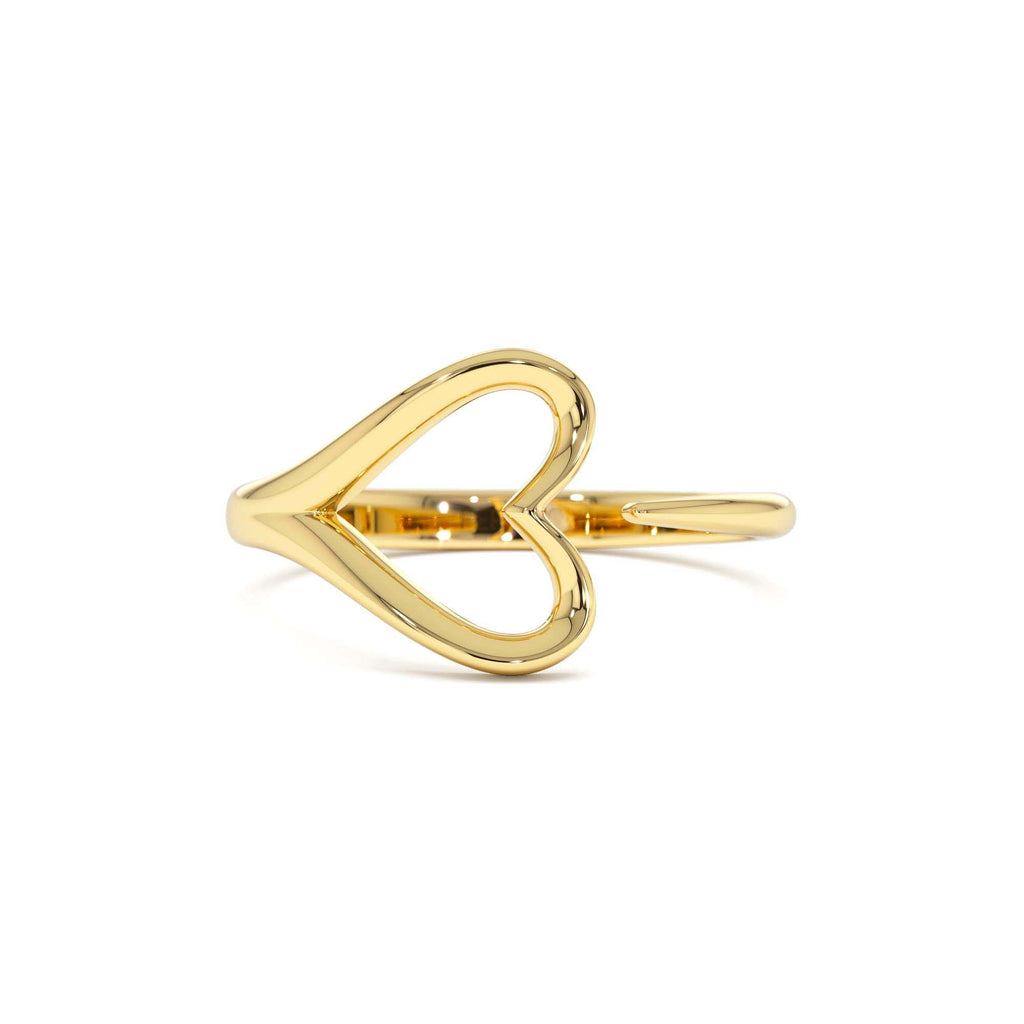 Minimalist Heart Outline Band in 14K Gold — view 1