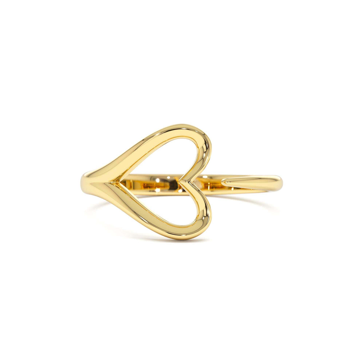 Minimalist Heart Outline Band in 14K Gold — view 1