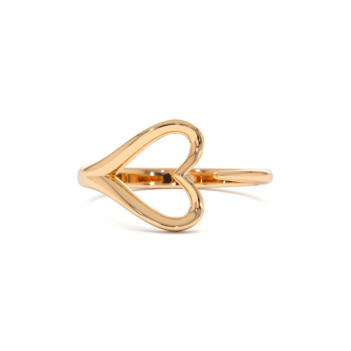 Minimalist Heart Outline Band in 14K Gold — view 5