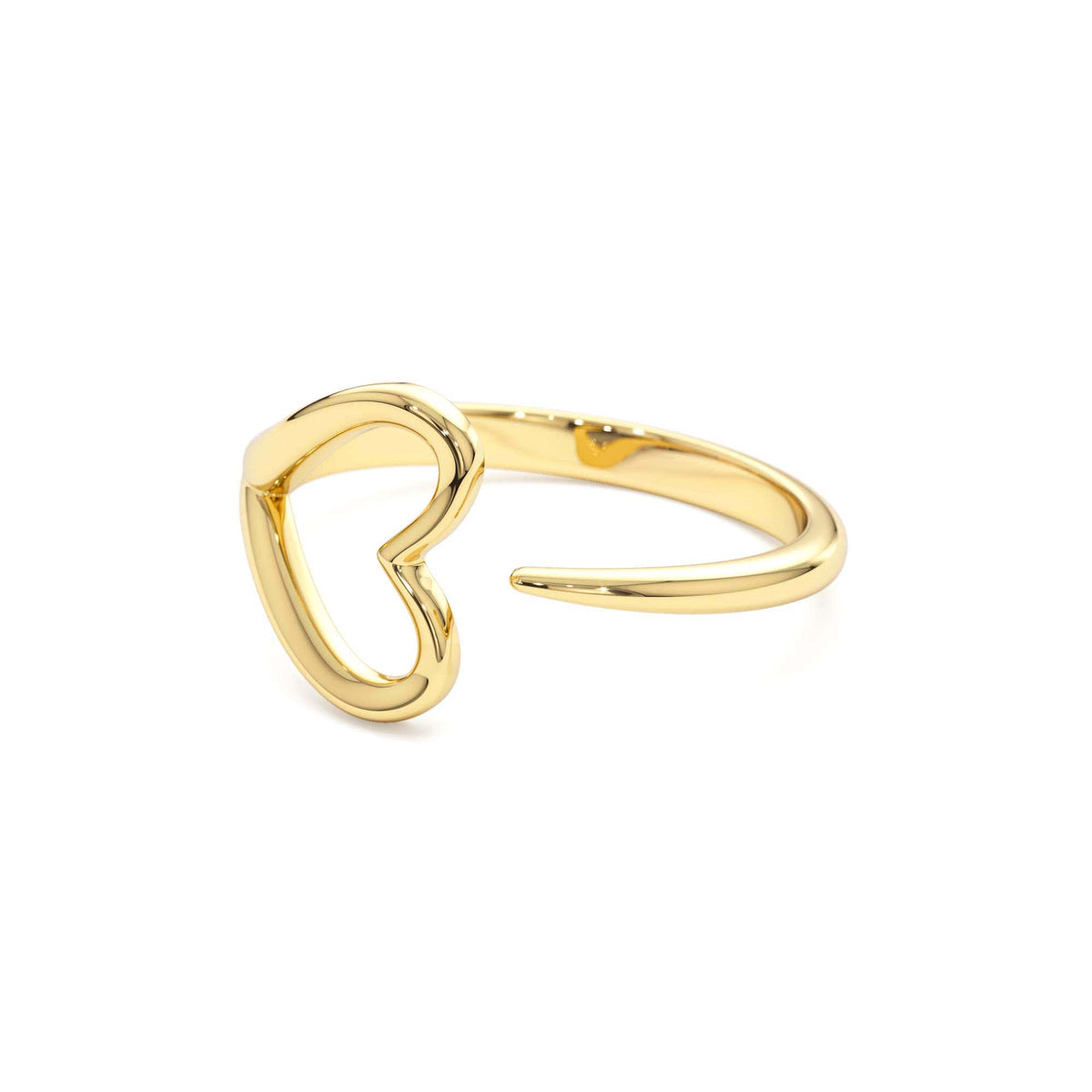 Minimalist Heart Outline Band in 14K Gold — view 2