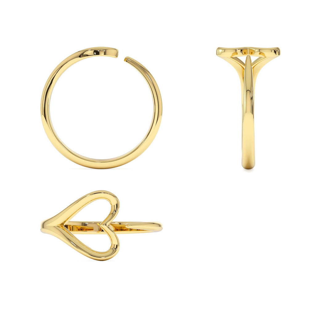 Minimalist Heart Outline Band in 14K Gold — view 3