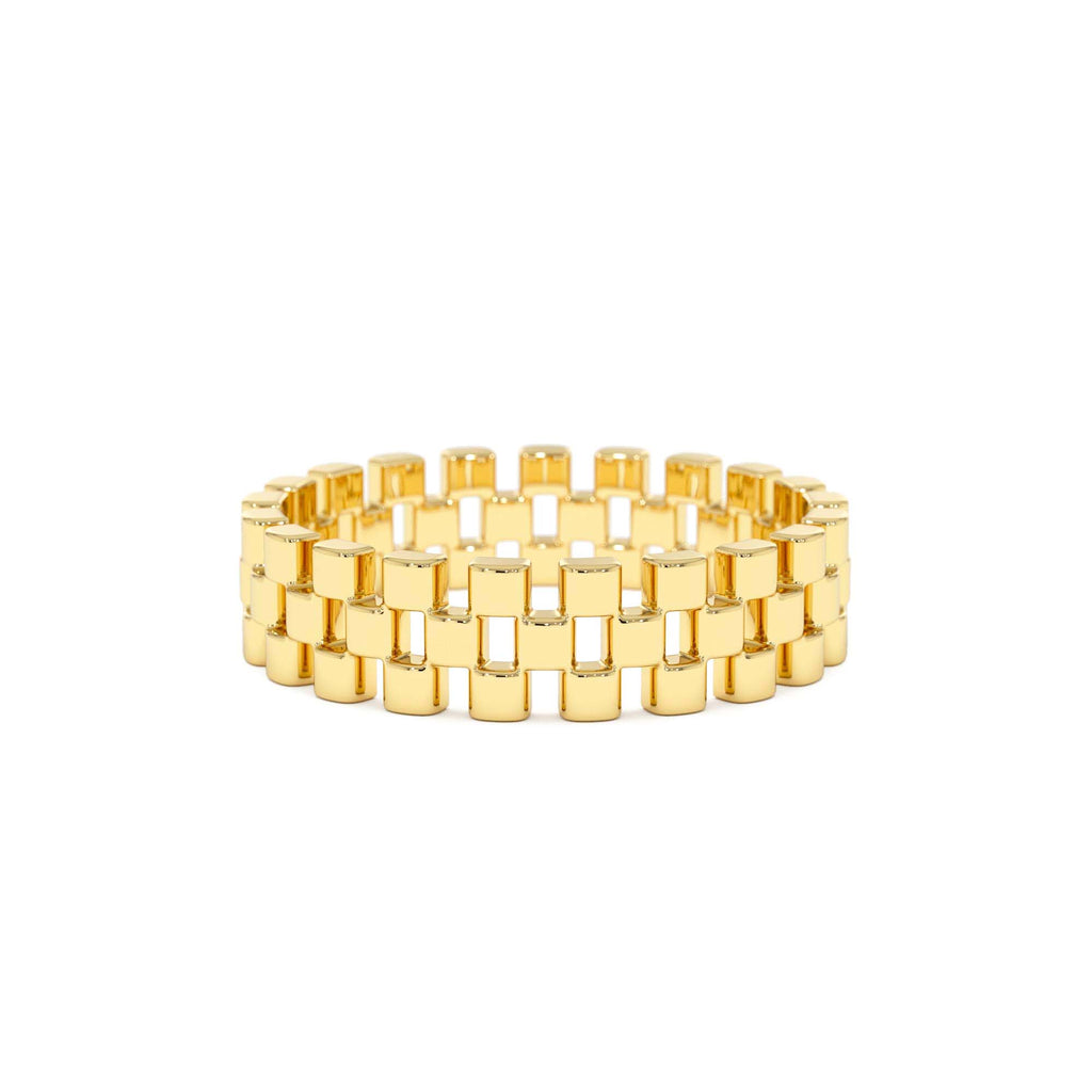 3 Row Link Ring in 14K Gold — view 1