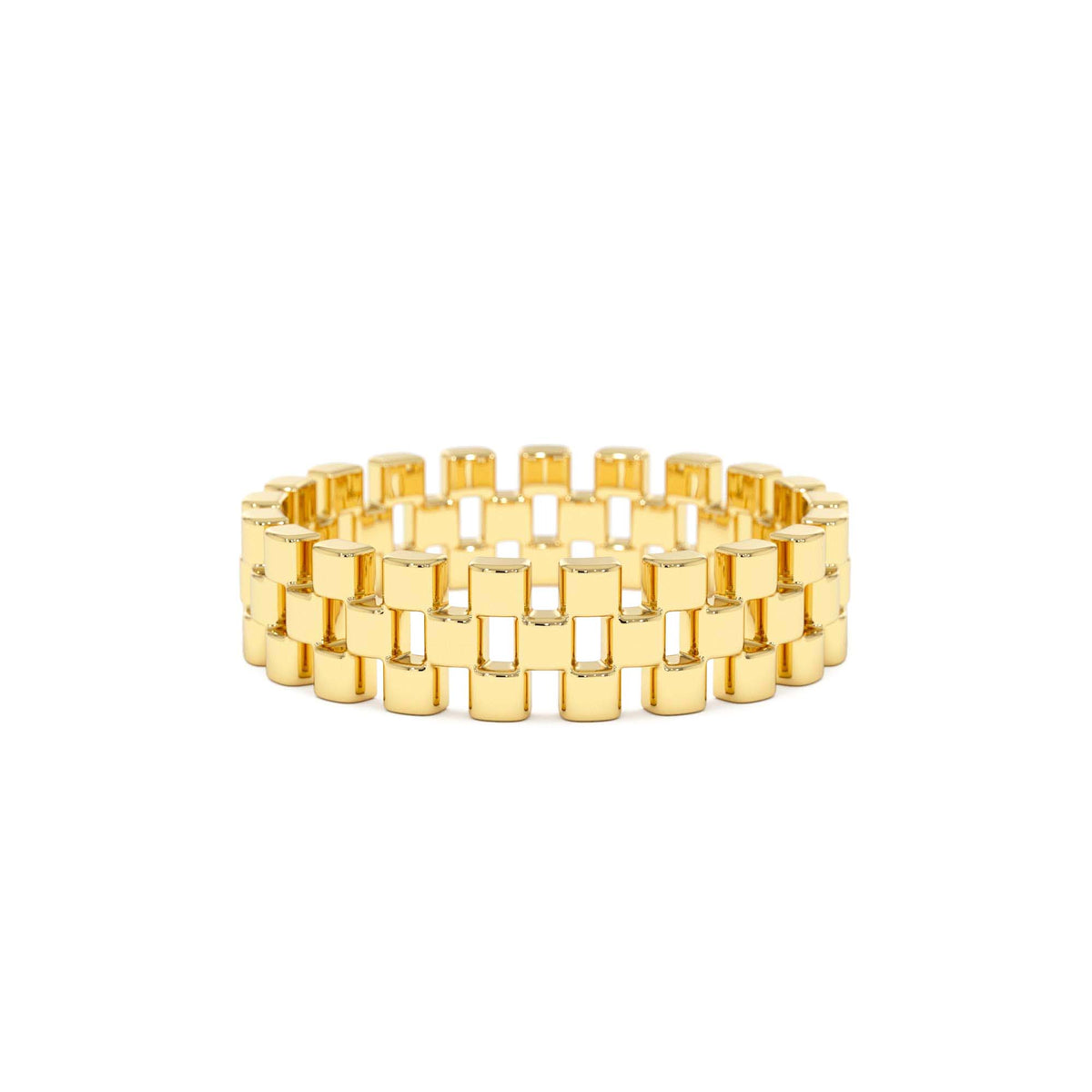 3 Row Link Ring in 14K Gold — view 1