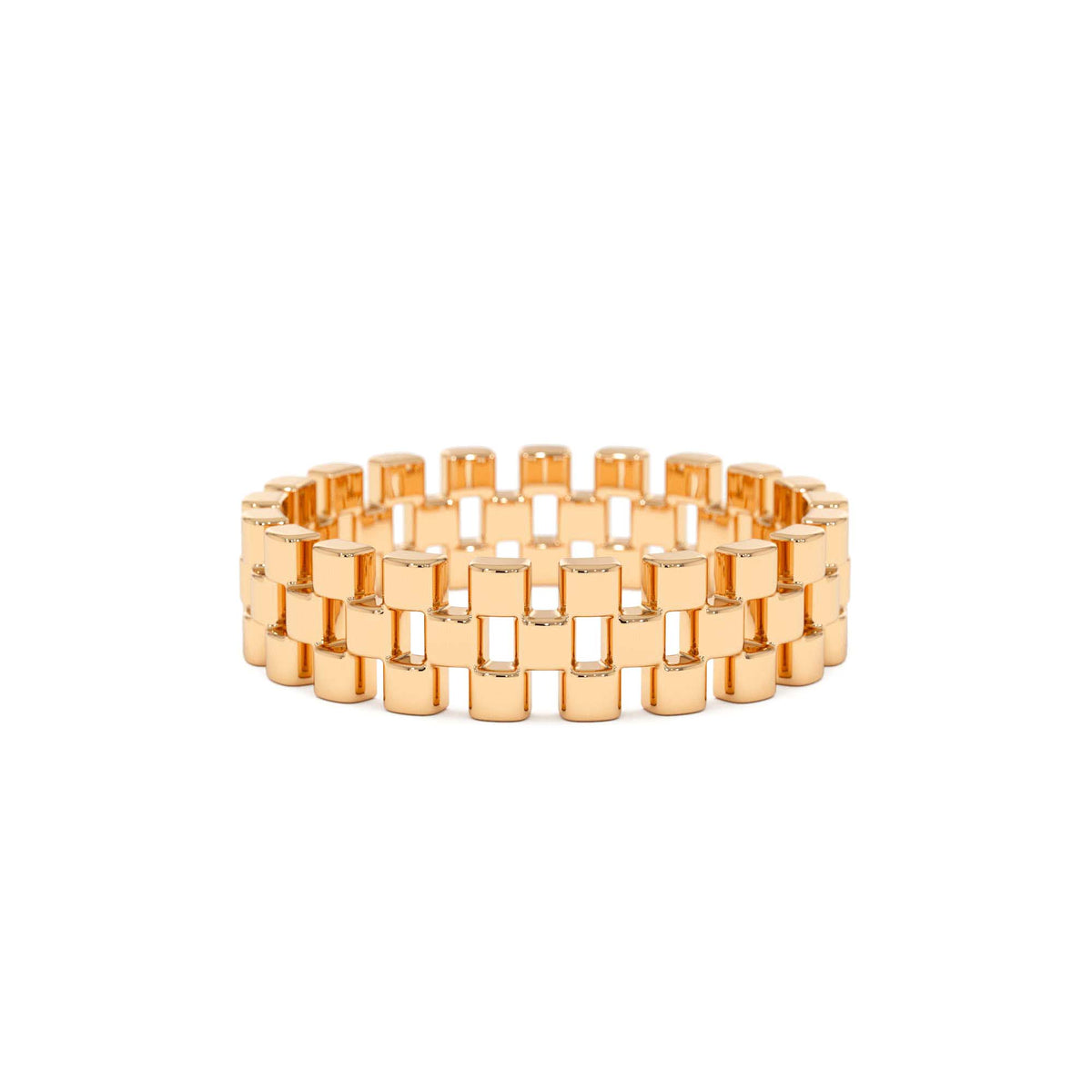 3 Row Link Ring in 14K Gold — view 5