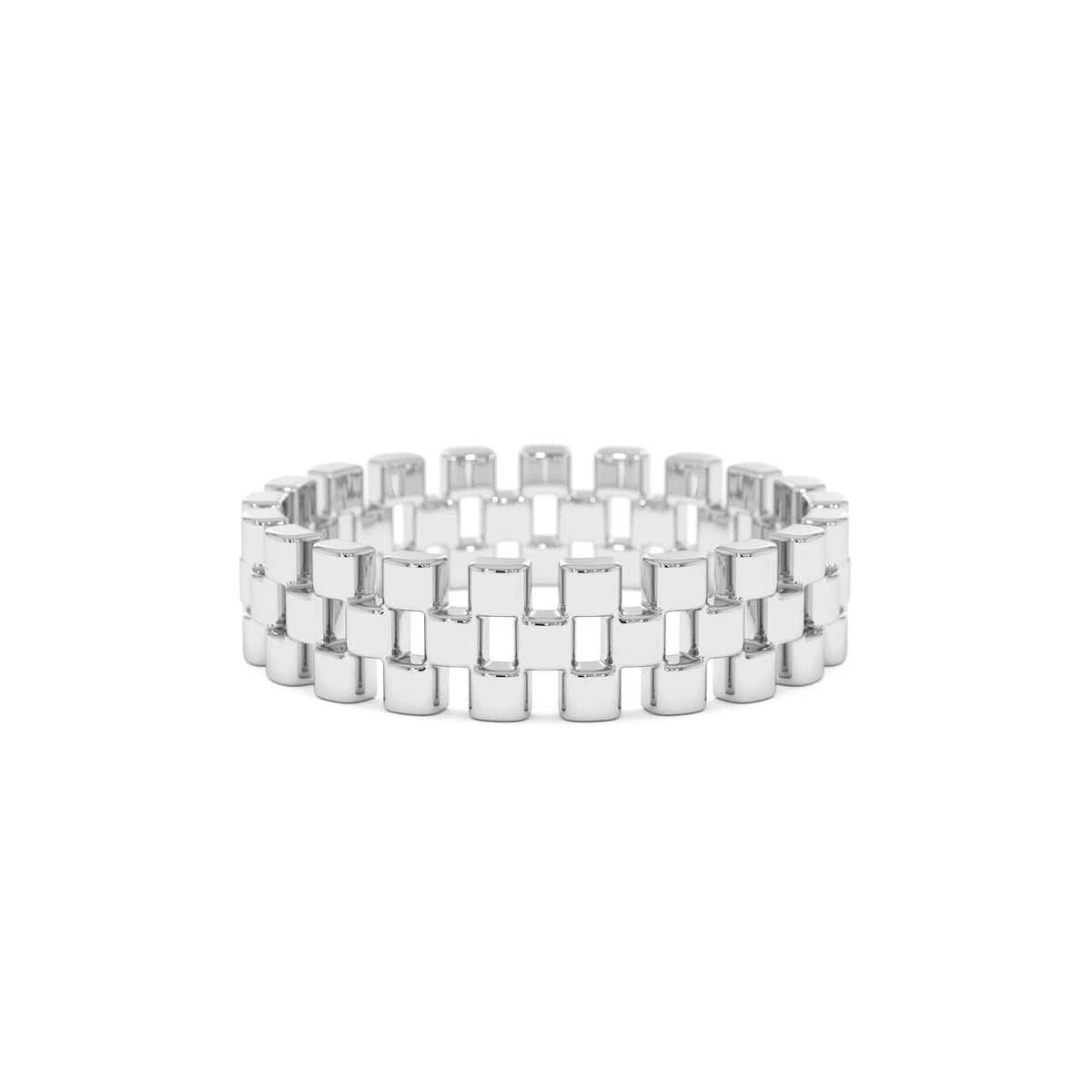 3 Row Link Ring in 14K Gold — view 4
