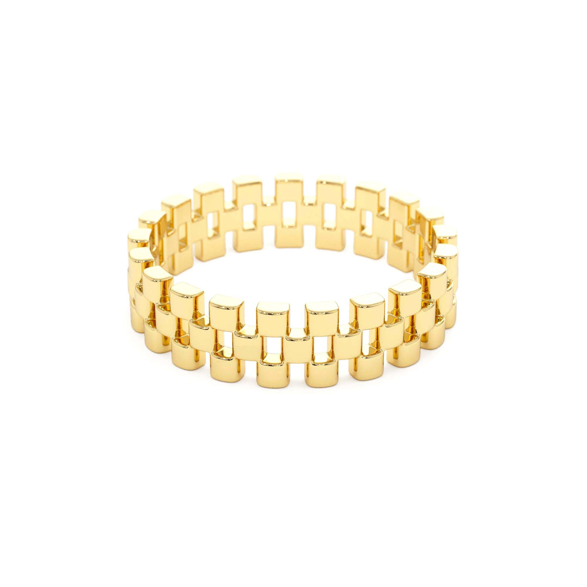 3 Row Link Ring in 14K Gold — view 2