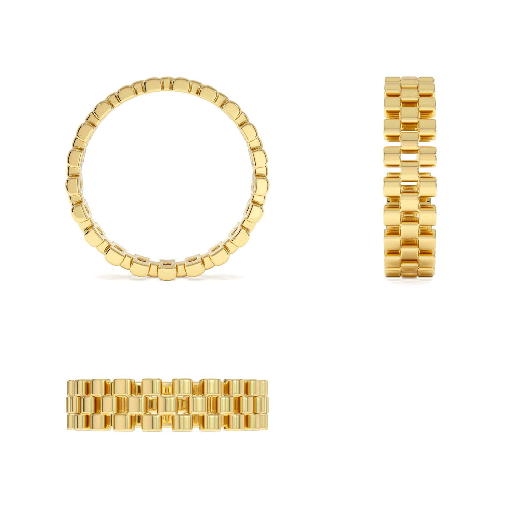 3 Row Link Ring in 14K Gold — view 3