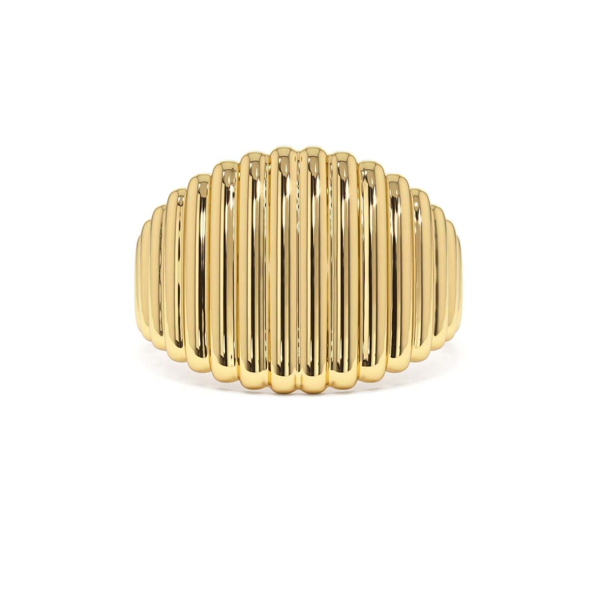 Tapered Ribbed Statement Band in 14K Gold — view 1
