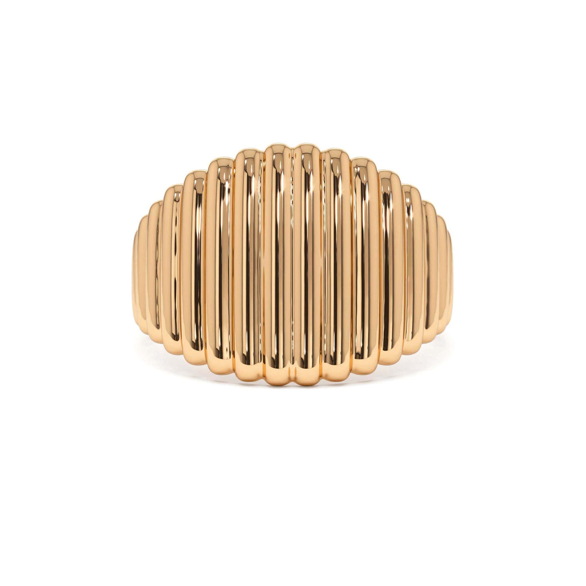 Tapered Ribbed Statement Band in 14K Gold — view 5