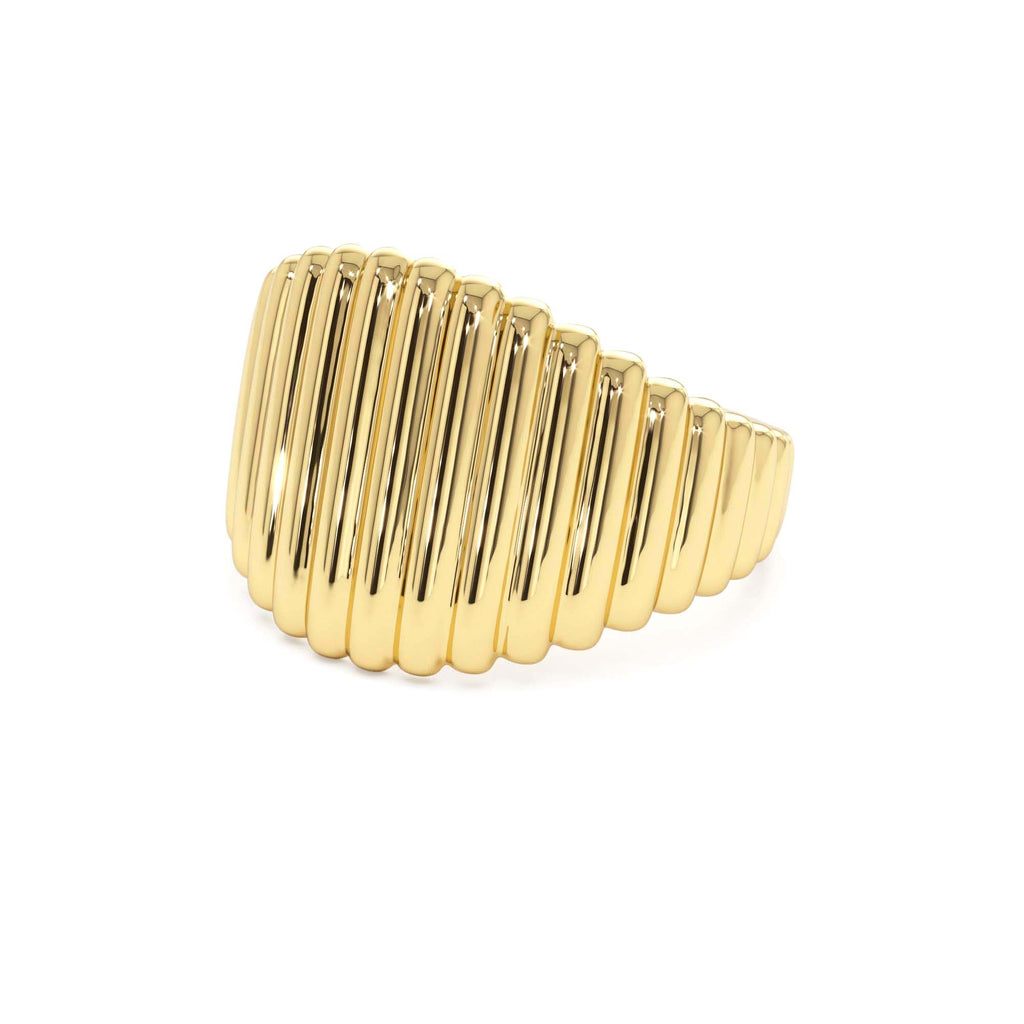 Tapered Ribbed Statement Band in 14K Gold — view 2
