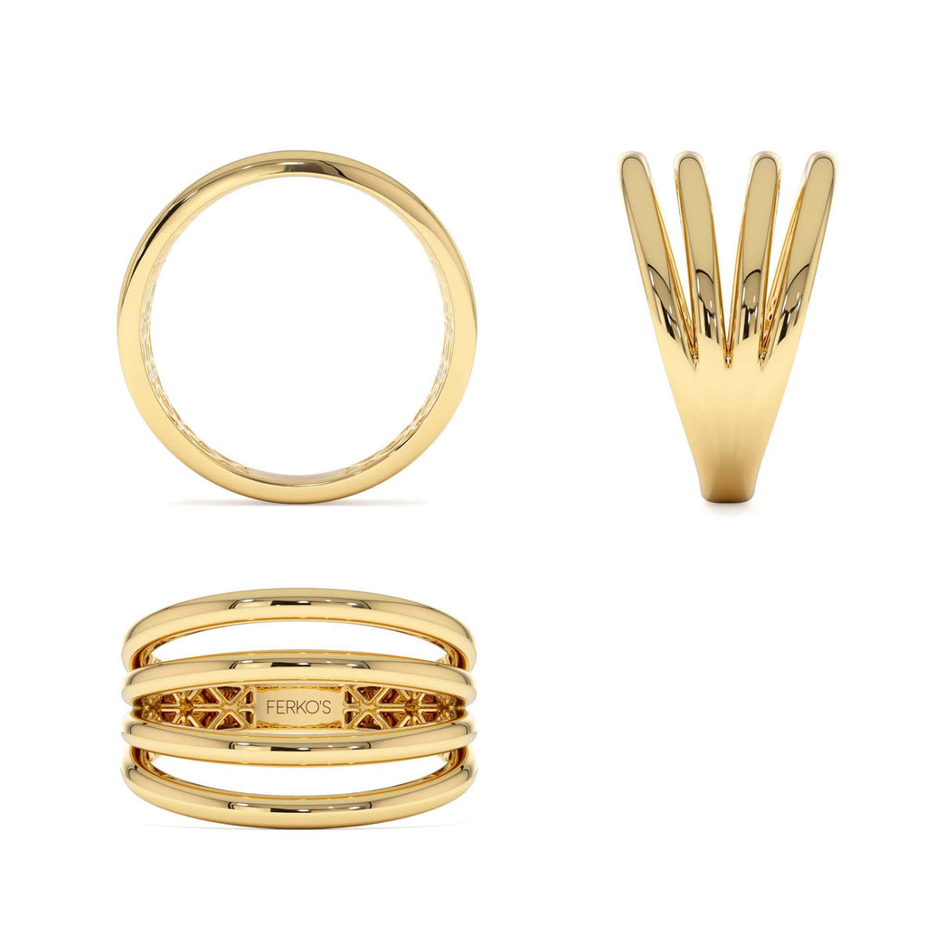 Four Band Statement Ring in 14K Gold — view 3