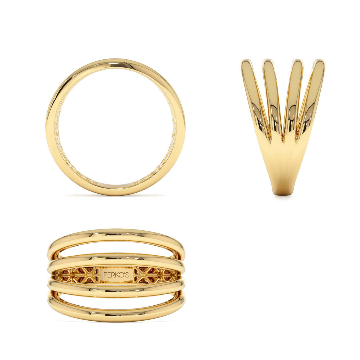 Four Band Statement Ring in 14K Gold — view 3
