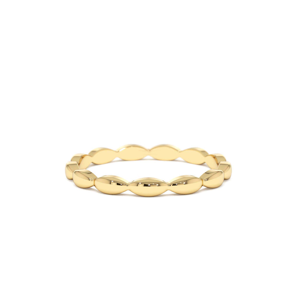 Plain Gold Minimalist Marquise Shape Ring in 14K Gold — view 1