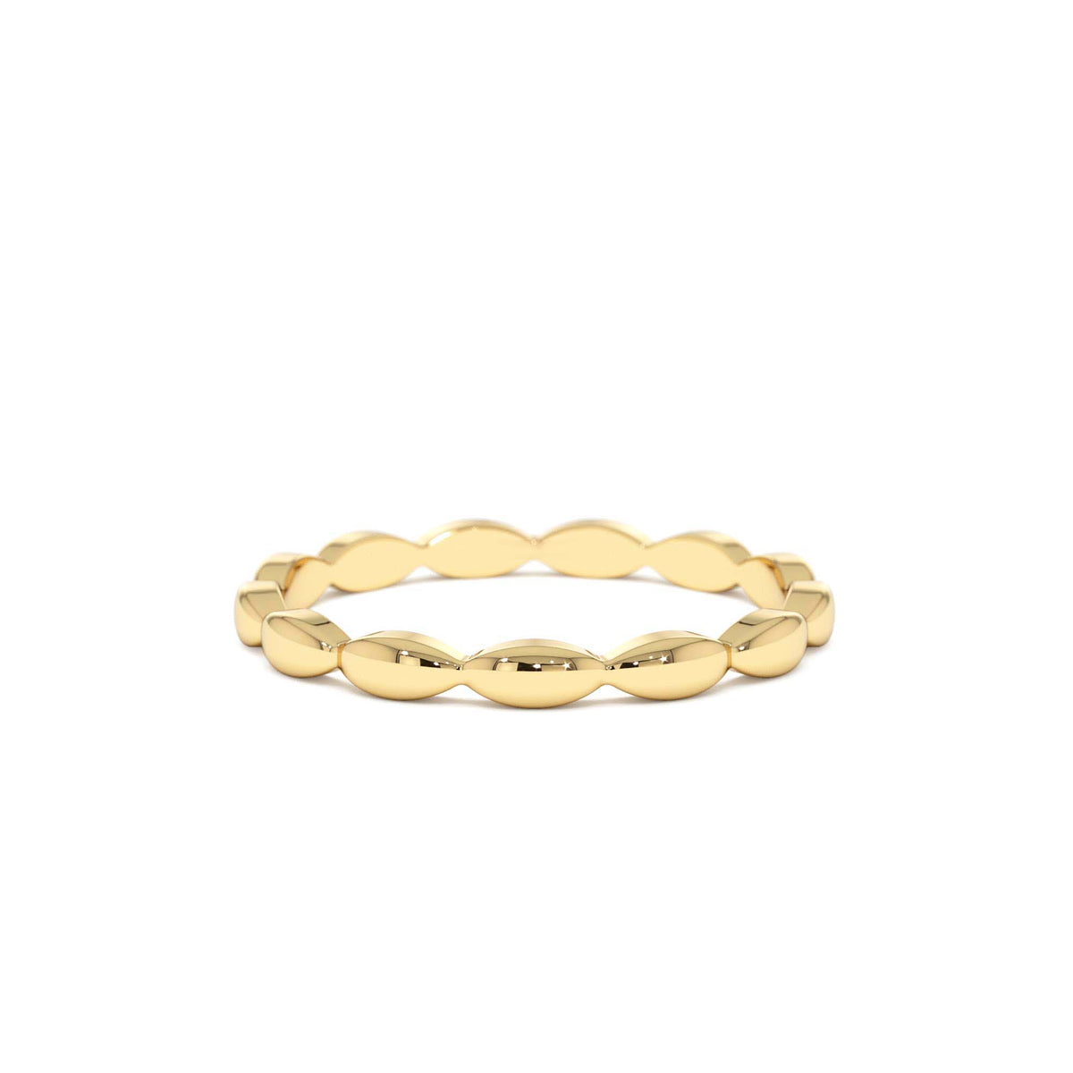 Plain Gold Minimalist Marquise Shape Ring in 14K Gold — view 1