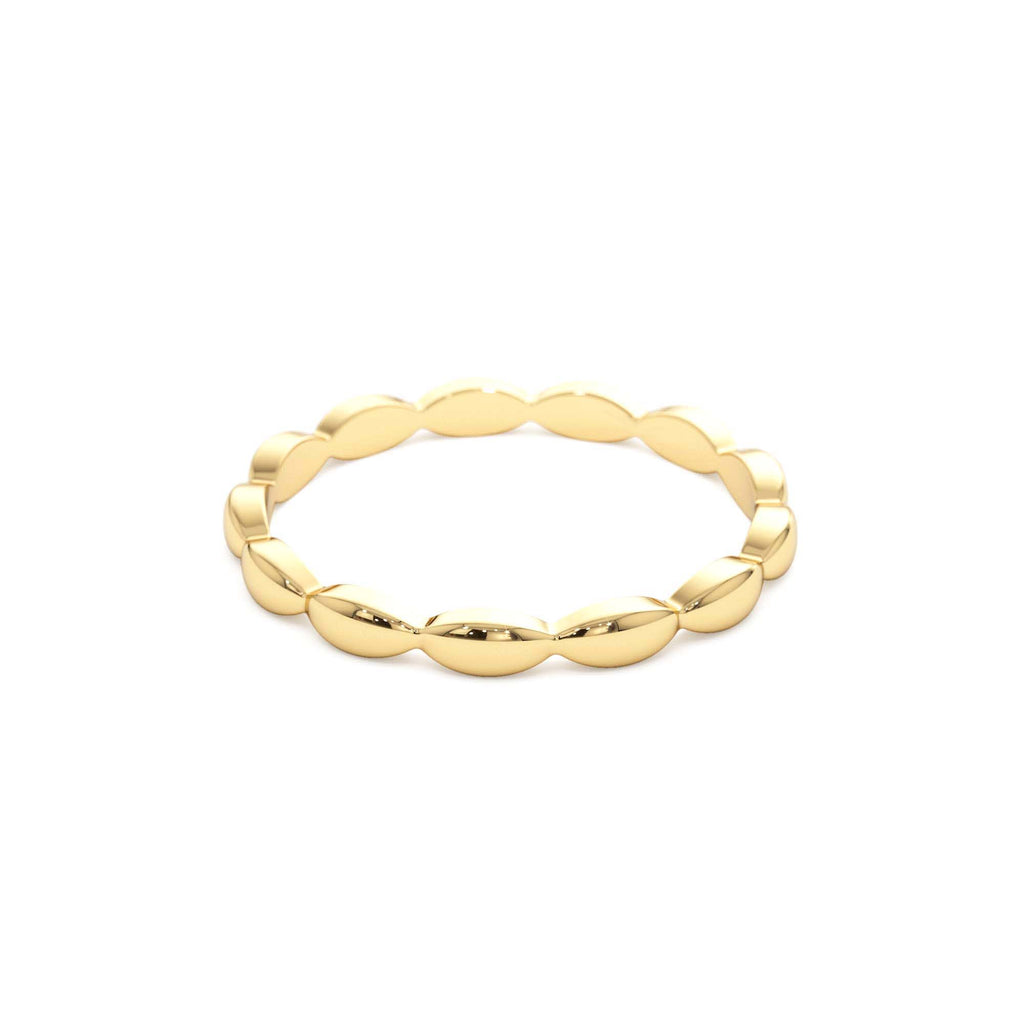 Plain Gold Minimalist Marquise Shape Ring in 14K Gold — view 2