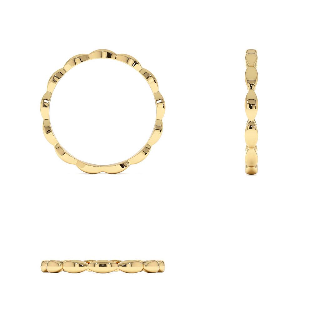 Plain Gold Minimalist Marquise Shape Ring in 14K Gold — view 3