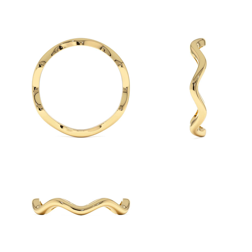 Minimalist Wave Ring in 14K Gold — view 3