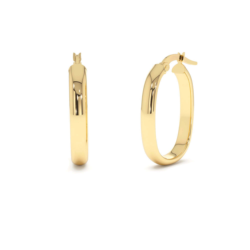 Oval Dome Hoop Earrings in 14K Gold — view 1