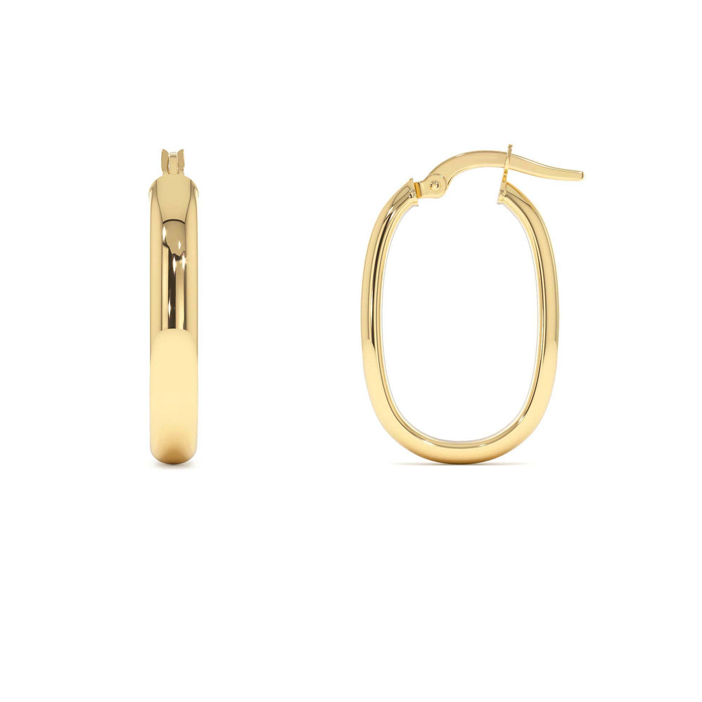 Oval Dome Hoop Earrings in 14K Gold — view 2