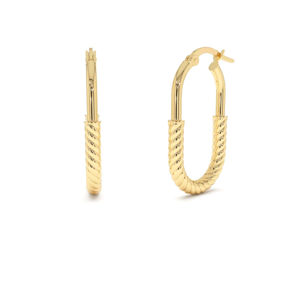 Twisted Rope Oval Hoop Earrings in 14K Gold — view 1