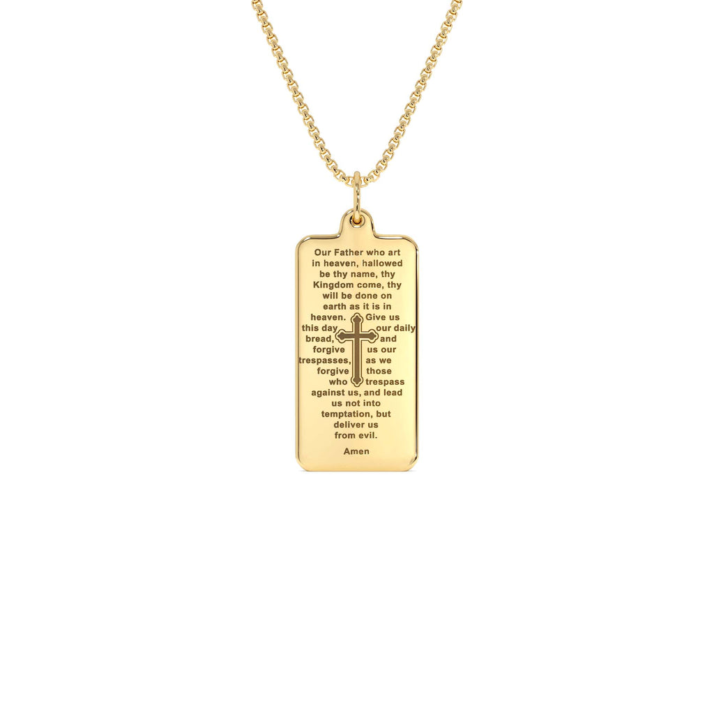 Lord’s Prayer Tag Pendant in 14K Gold — view 1