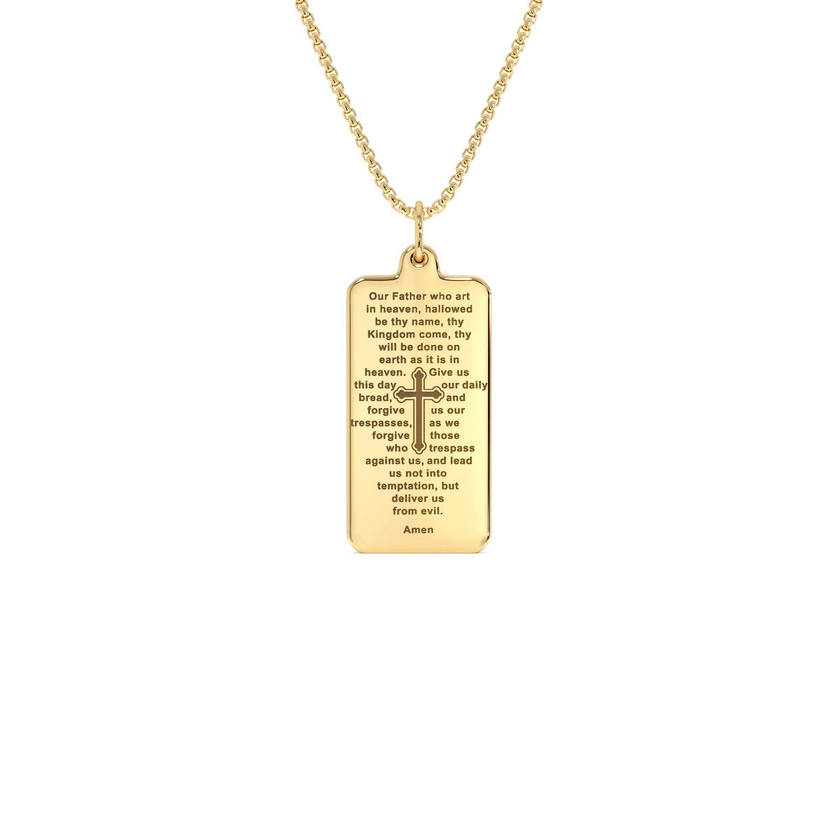 Lord’s Prayer Tag Pendant in 14K Gold — view 1