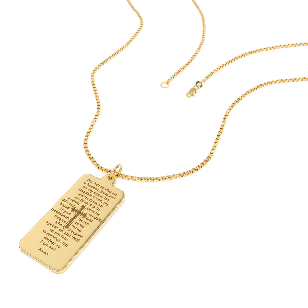 Lord’s Prayer Tag Pendant in 14K Gold — view 2