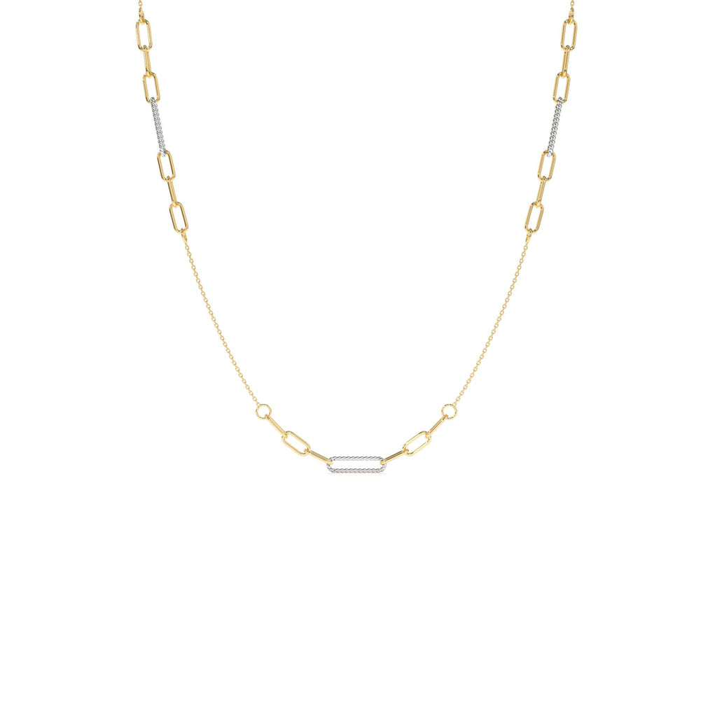 Two-Tone Link Layering Paperclip Necklace in 14K Gold — view 1
