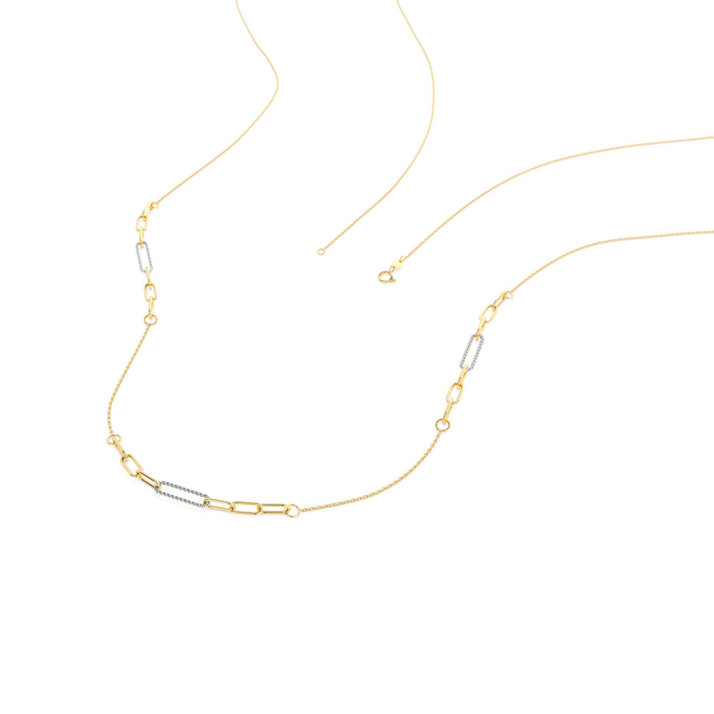 Two-Tone Link Layering Paperclip Necklace in 14K Gold — view 2
