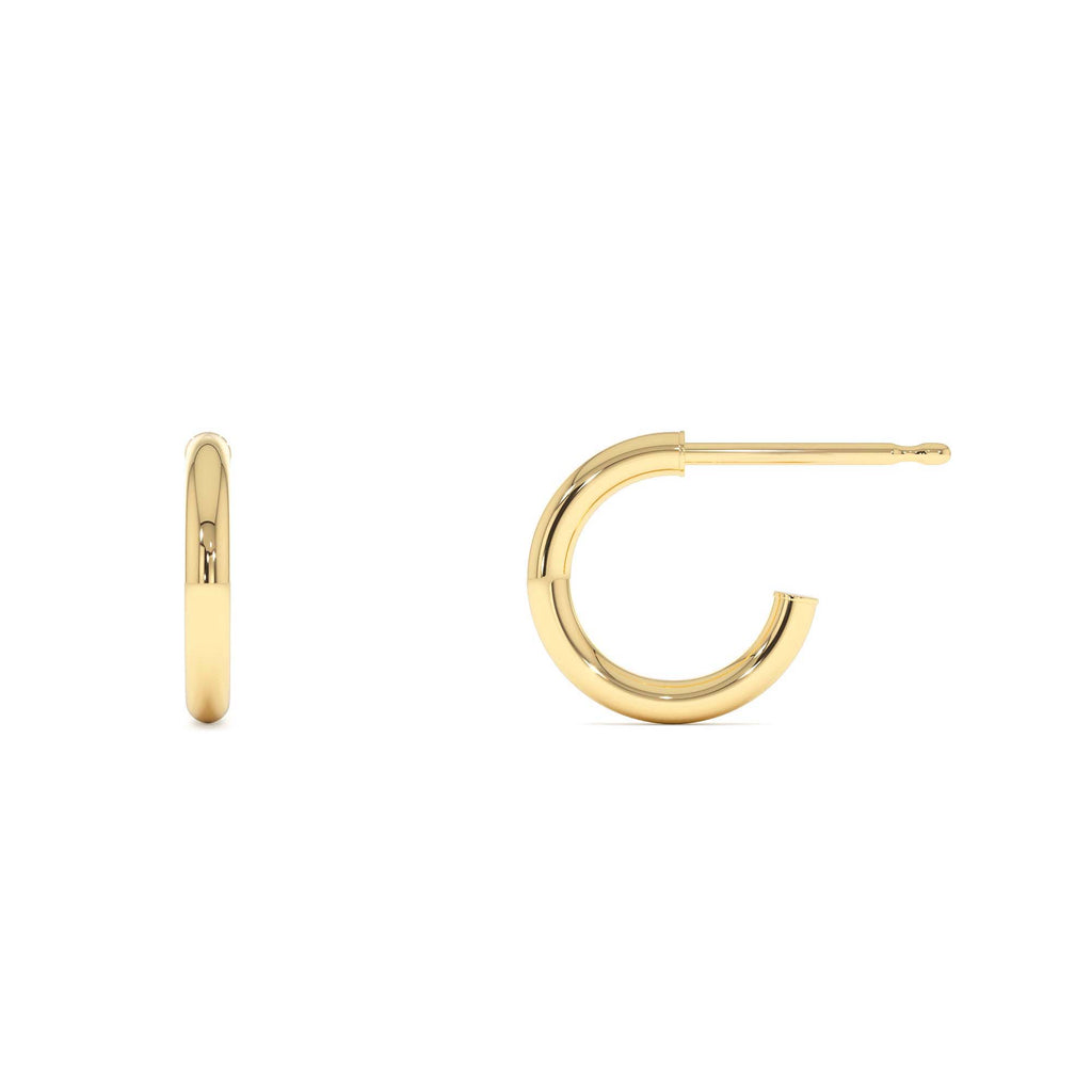 2MM Dainty Gold Hoops in 14K Gold — view 2
