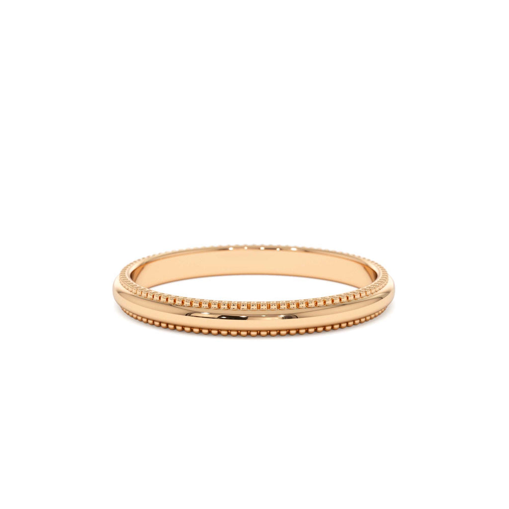 Milgraine Edge Wedding Band in 14K Gold — view 5