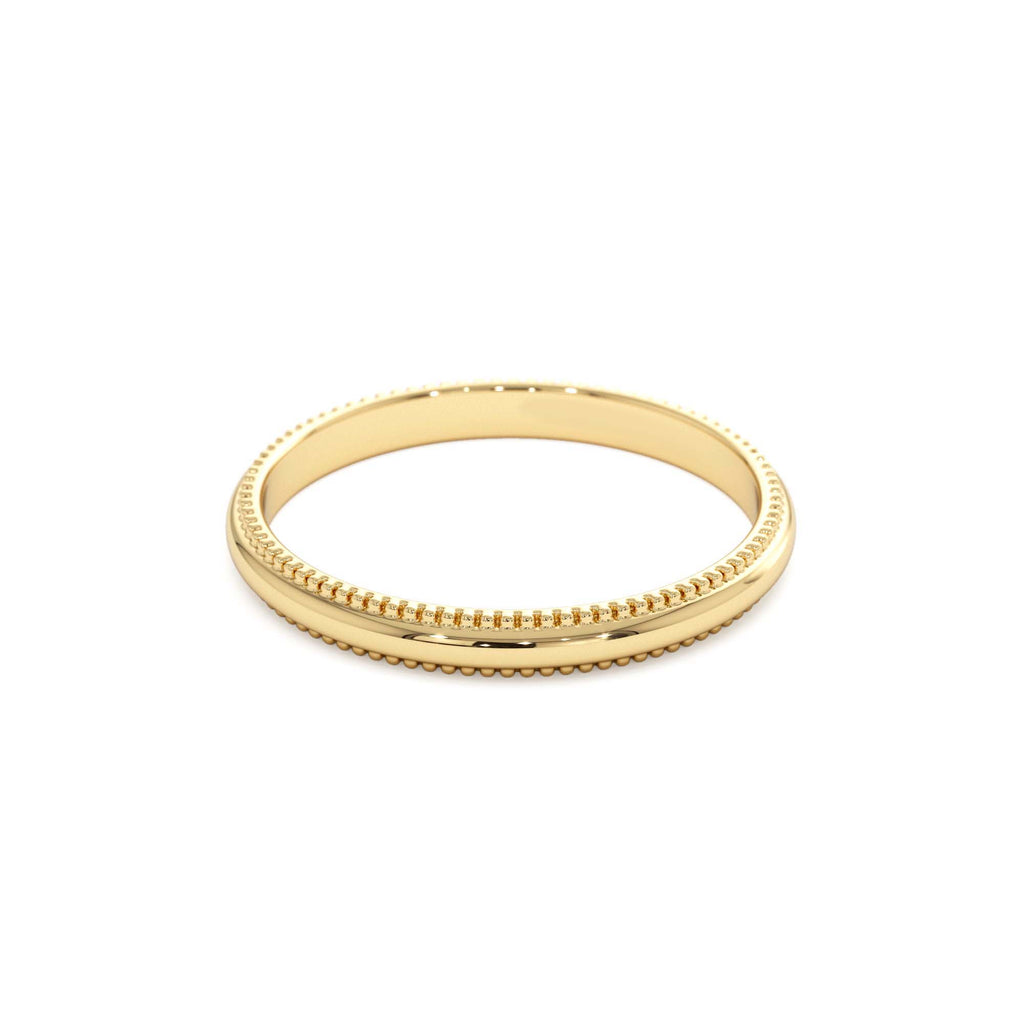Milgraine Edge Wedding Band in 14K Gold — view 2