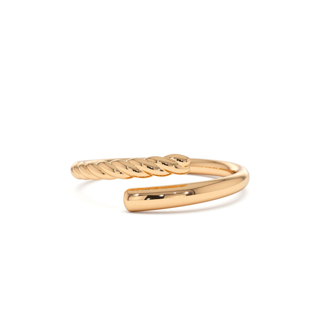 Open Band Twist Rope Design Ring in 14K Gold — view 5