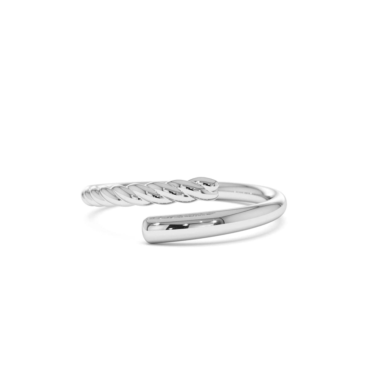Open Band Twist Rope Design Ring in 14K Gold — view 4
