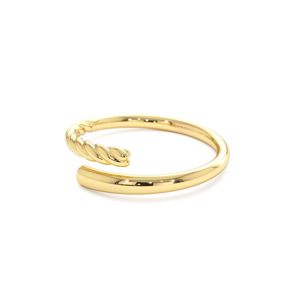 Open Band Twist Rope Design Ring in 14K Gold — view 2