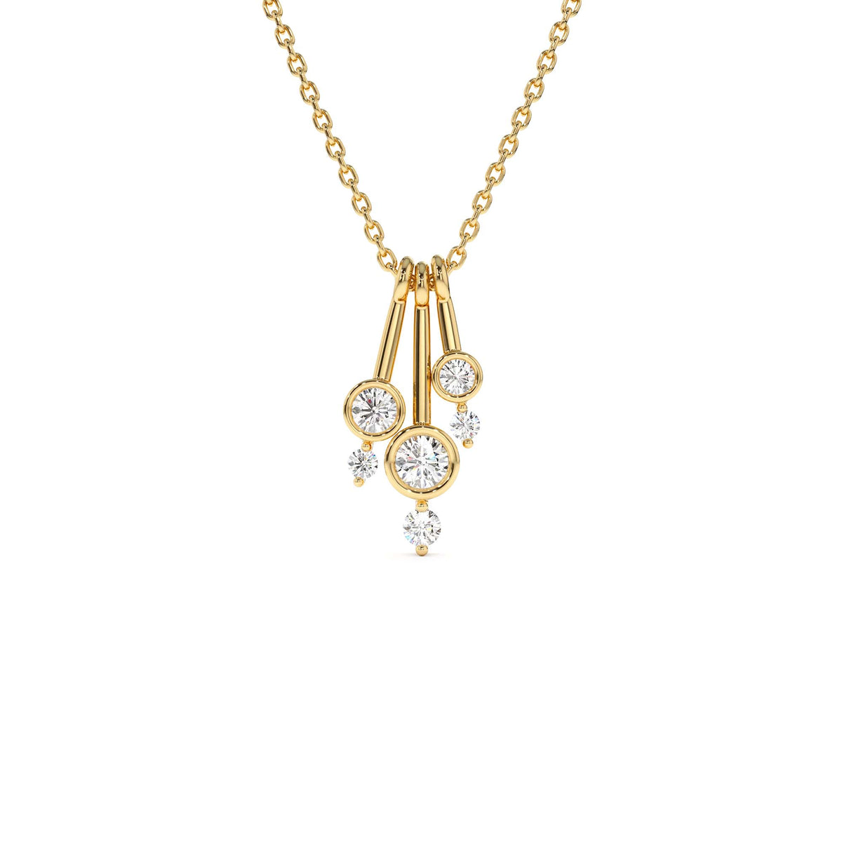 Multi Bezel Set Diamond Pendant in 14K Gold — view 1