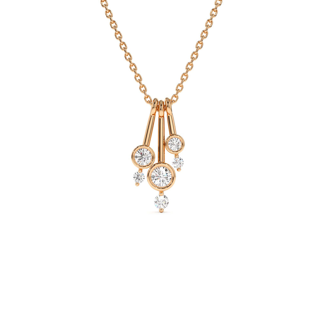 Multi Bezel Set Diamond Pendant in 14K Gold — view 3