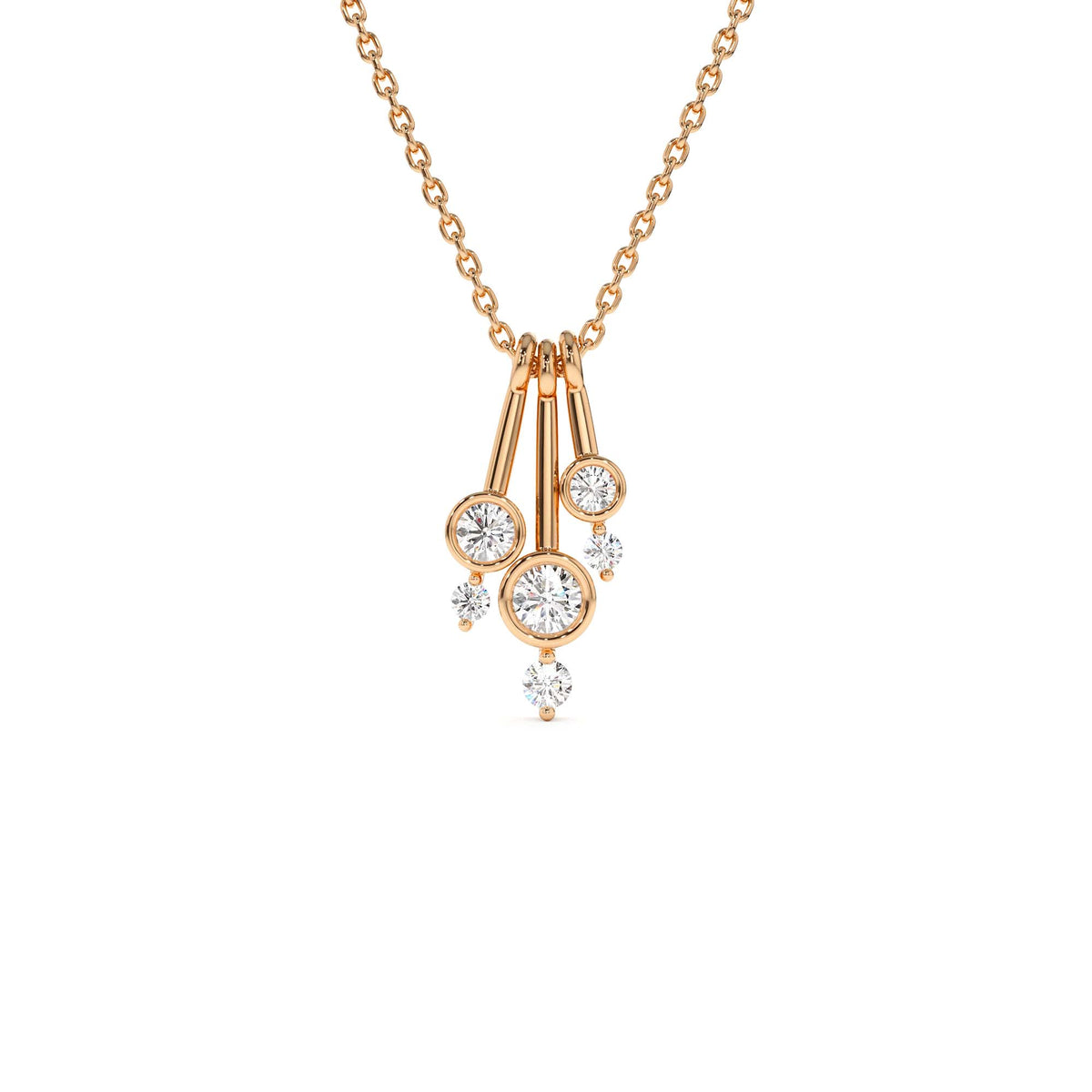 Multi Bezel Set Diamond Pendant in 14K Gold — view 3