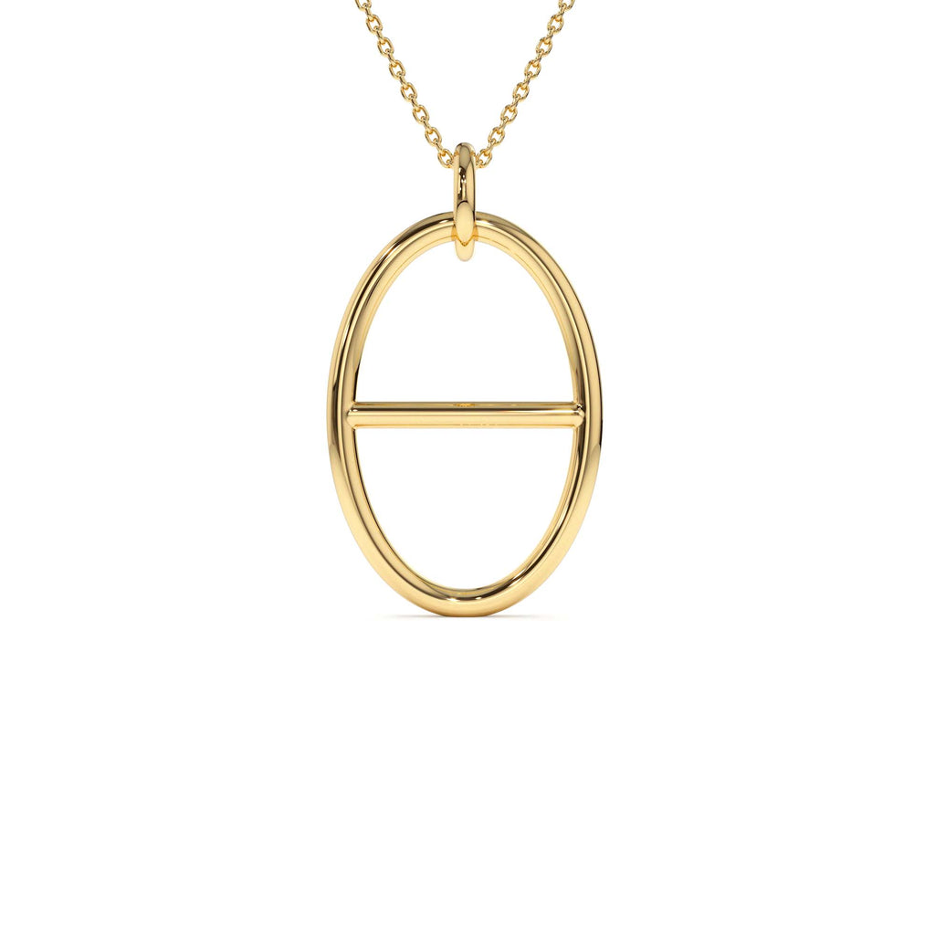 Minimalist Oval Pendant Necklace in 14K Gold — view 1