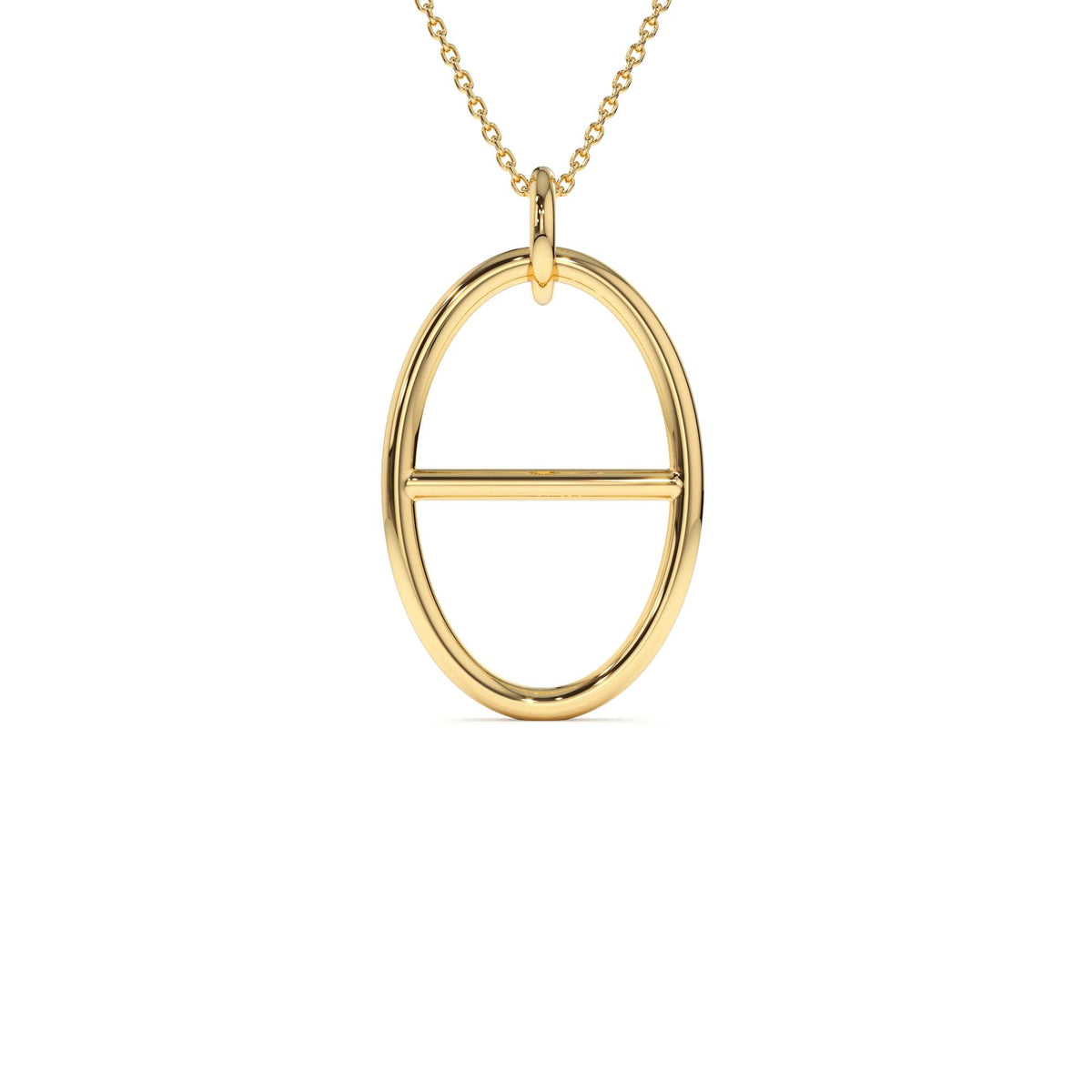 Minimalist Oval Pendant Necklace in 14K Gold — view 1