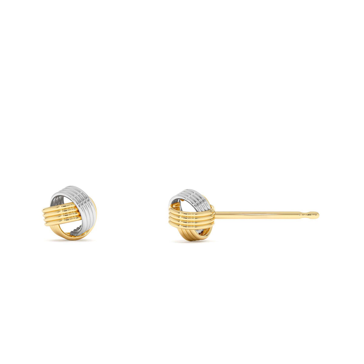 Two-Tone Gold Knot Earrings in 14K Gold — view 2