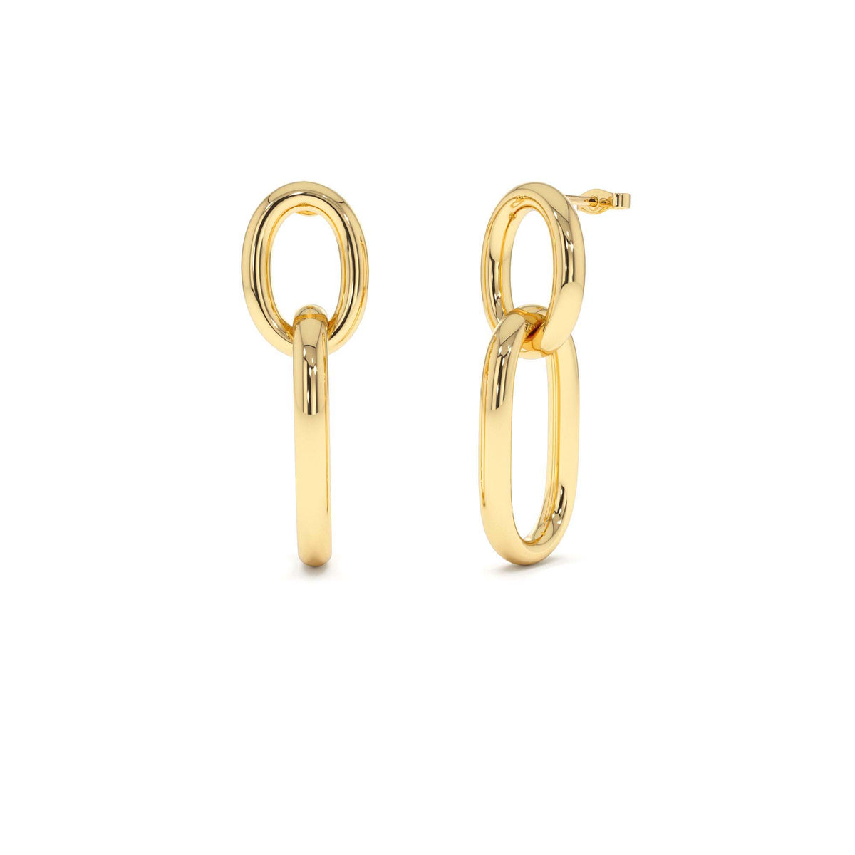 Double Link Dangle Earrings in 14K Gold — view 1
