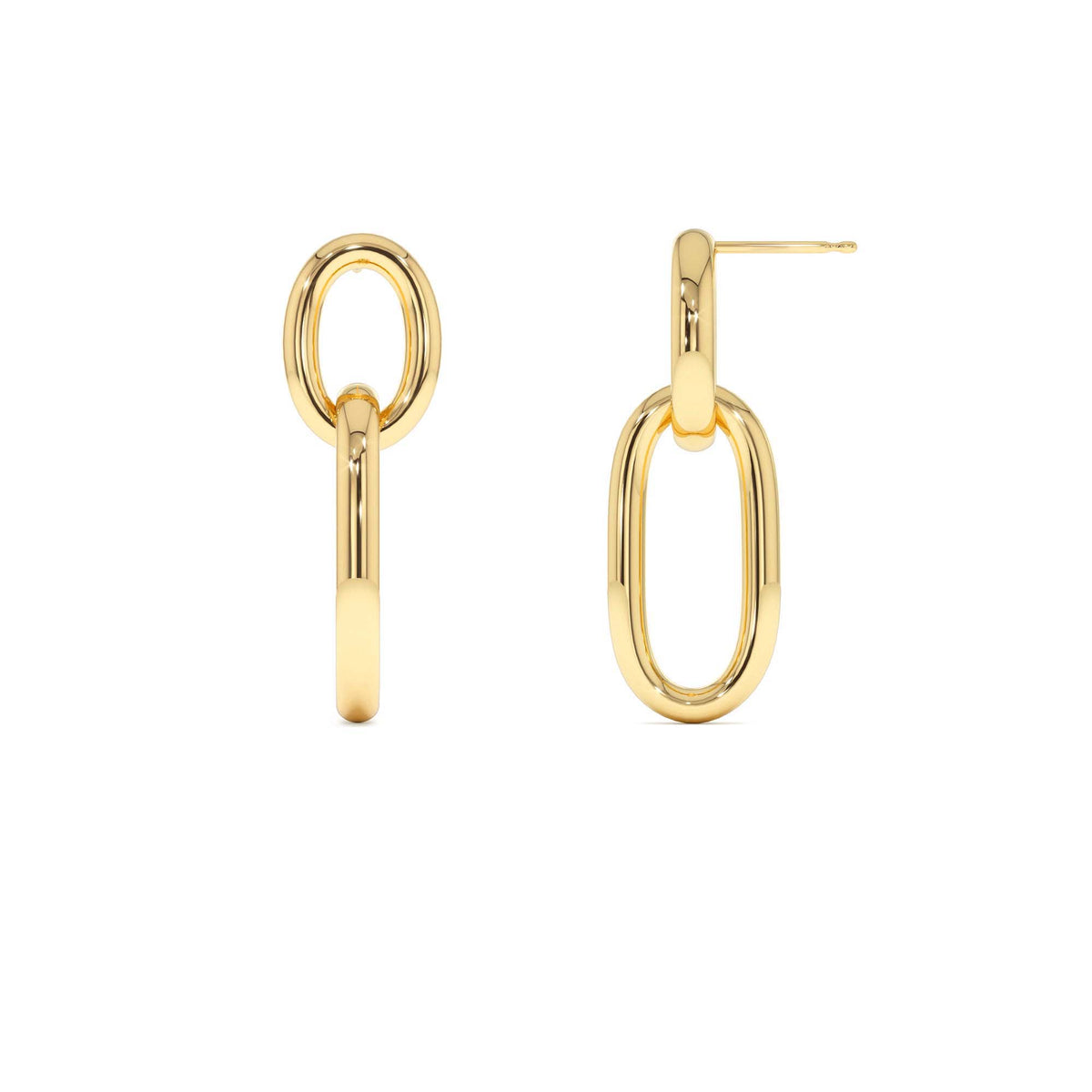 Double Link Dangle Earrings in 14K Gold — view 2